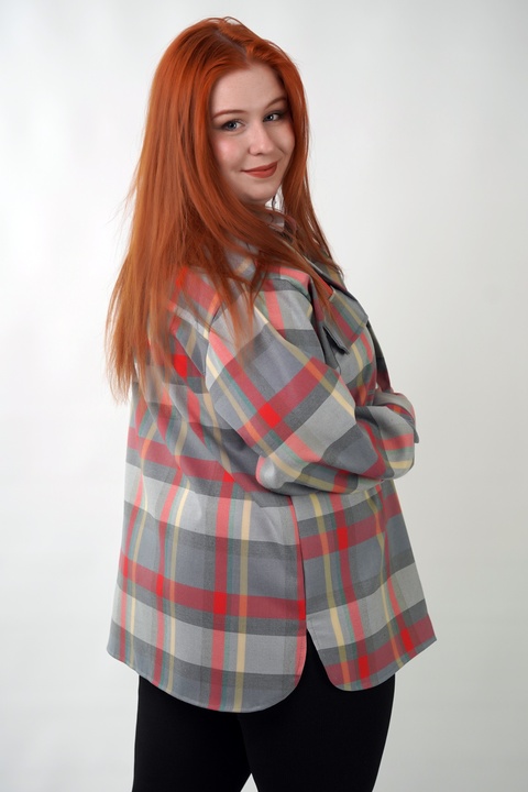 Жіноча сорочка CasualGrid (Сіро-червоний)
