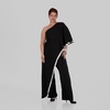 Жіночий асиметричний комбінезон з пелериною плюс сайз Vanessa (Чорний)