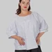 Жіноча блуза plus size з бавовни з вишивкою та об’ємними рукавами ALBA (білий) — фото 2 (75x75)