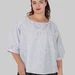 Жіноча блуза plus size з бавовни з вишивкою та об’ємними рукавами ALBA (білий) — фото 1 (75x75)