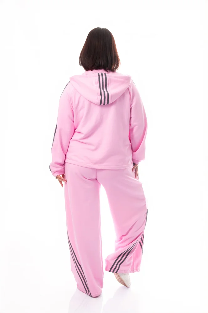 Спортивный костюм plus size с капюшоном, кофта + джоггеры, тринитка-диагональ — фото 7 (665x998)