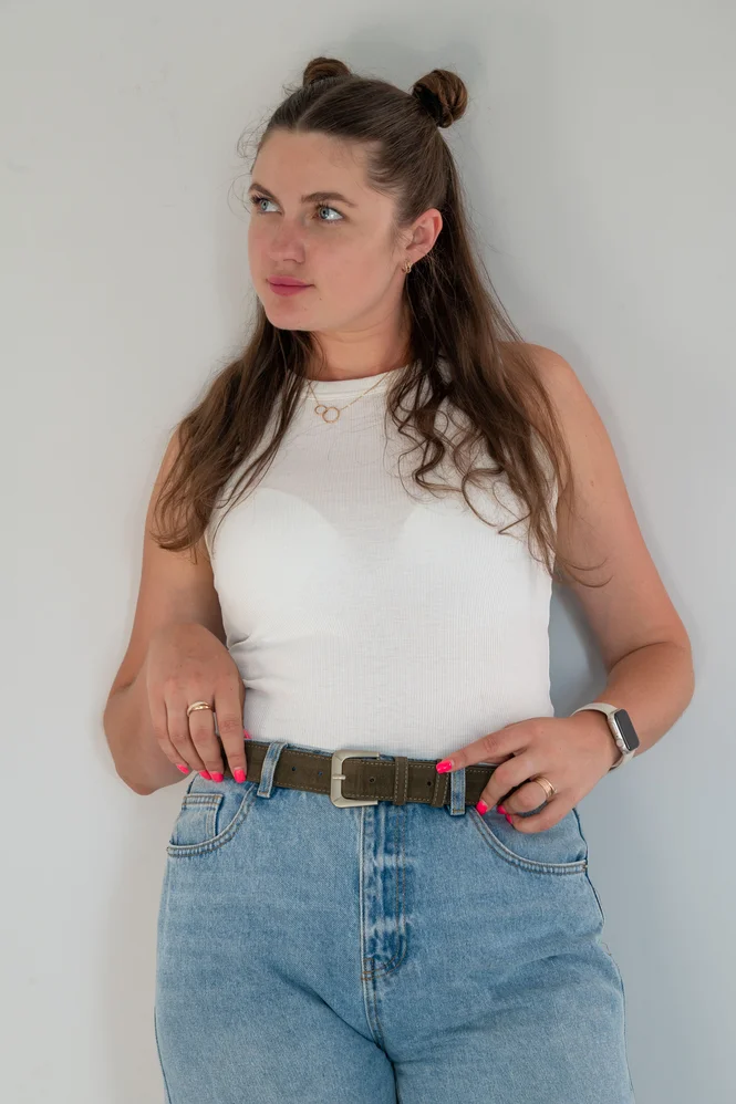 ANTARES eco-suede belt 30 mm (Khaki) — photo 3 (665x998)