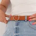 faux leather belt with perforation and round buckle, 35 mm — photo 4 (75x75)