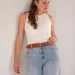 faux leather belt with perforation and round buckle, 35 mm — photo 5 (75x75)
