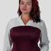Приталенное платье plus size с воротником, V-вырезом и манжетами, поплин + дайвинг — фото 5 (75x75)