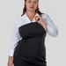 Fitted plus size dress with collar, V-neck and cuffs, poplin + diving fabric — photo 5 (75x75)