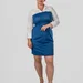 Fitted plus size dress with collar, V-neck and cuffs, poplin + diving fabric — photo 2 (75x75)