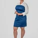 Fitted plus size dress with collar, V-neck and cuffs, poplin + diving fabric — photo 3 (75x75)