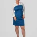 Fitted plus size dress with collar, V-neck and cuffs, poplin + diving fabric — photo 5 (75x75)