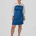 Fitted plus size dress with collar, V-neck and cuffs, poplin + diving fabric — photo 1 (75x75)