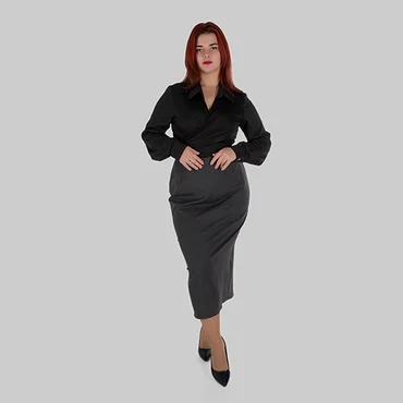 Спідниця з костюмної тканини міді з розрізом ззаду CELINE (графіт)