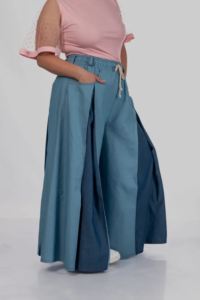 women's plus size maxi trouser skirt with box pleats and a high rise — photo 14 (665x998)