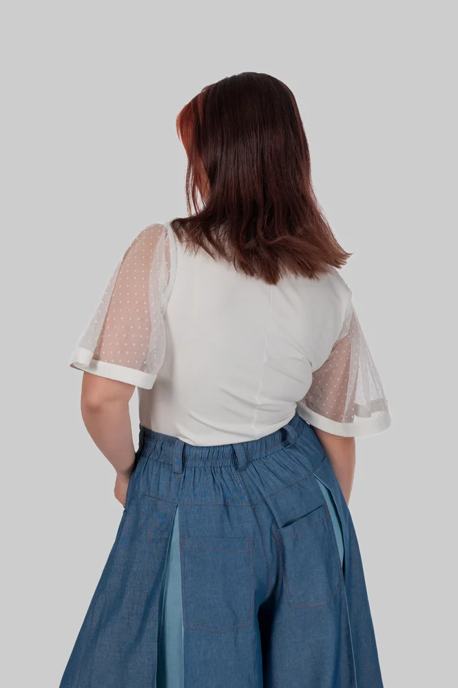 women's plus size maxi trouser skirt with box pleats and a high rise — photo 6 (665x998)