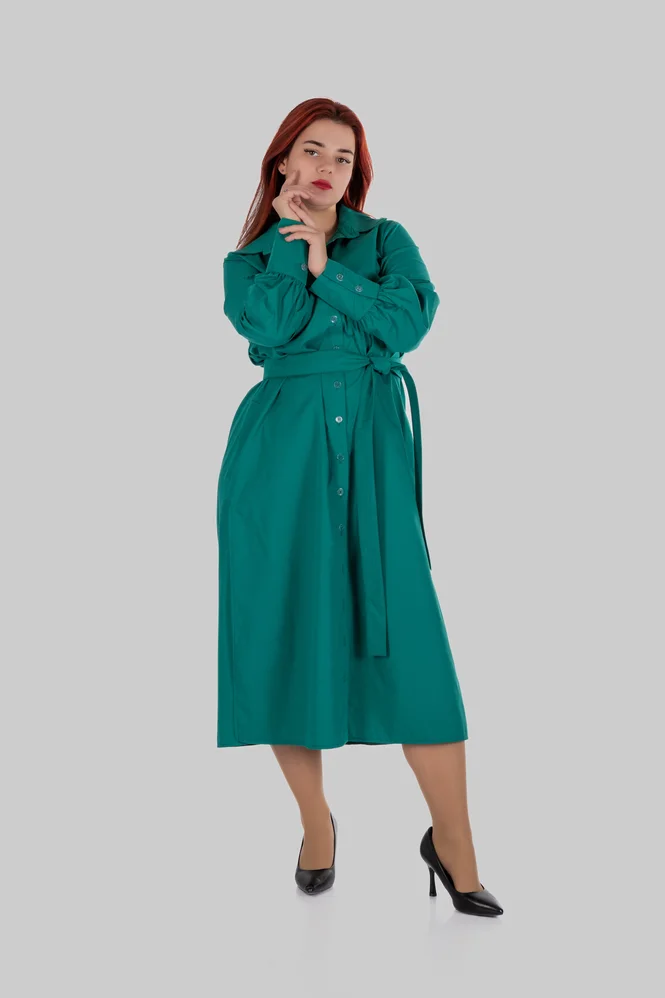 Сорочка максі з попліну ELISE (зелений) — фото 8 (665x998)