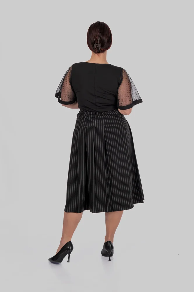 women's plus size pleated high-waisted midi skirt — photo 3 (665x998)