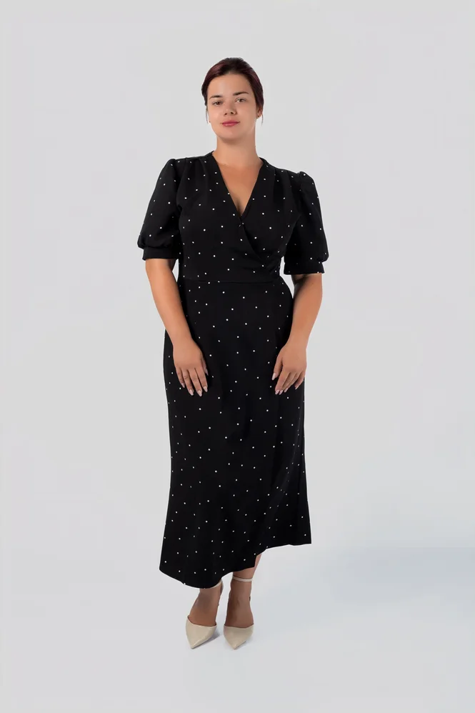 Polka Dot Wrap Dress with Slit — photo 2 (665x998)