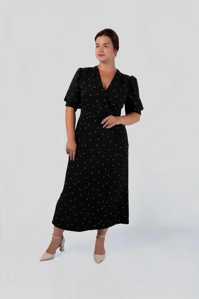 Polka Dot Wrap Dress with Slit — photo 3 (665x998)
