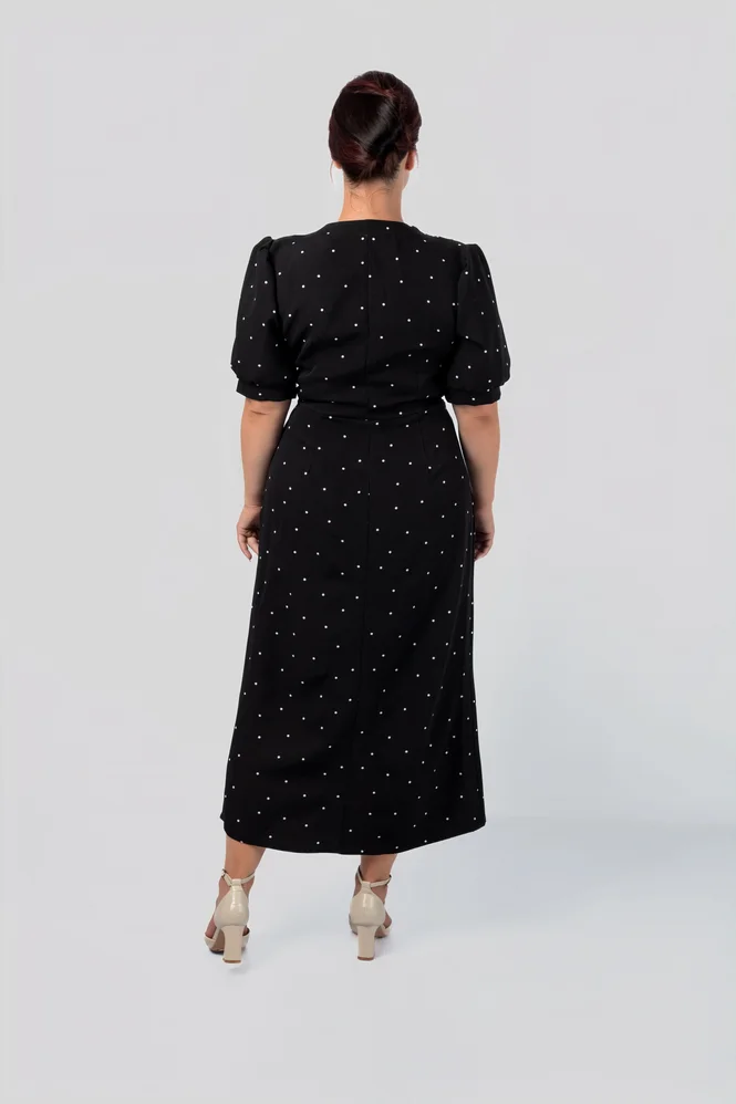 Polka Dot Wrap Dress with Slit — photo 4 (665x998)
