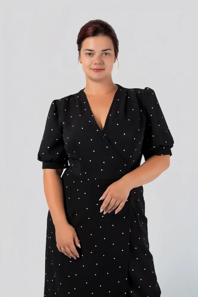 Polka Dot Wrap Dress with Slit — photo 5 (665x998)