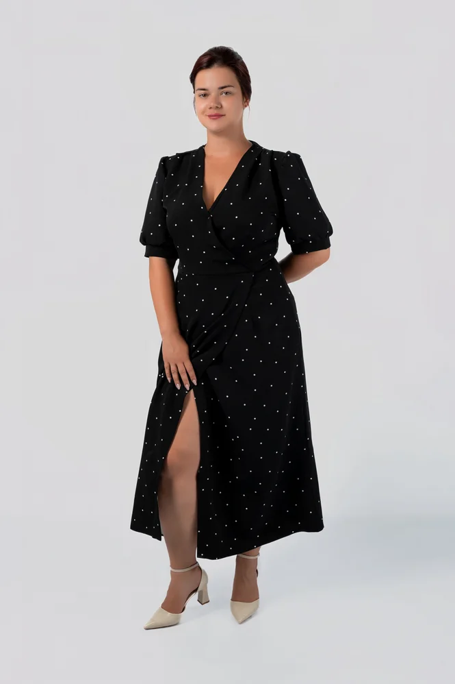 Polka Dot Wrap Dress with Slit — photo 8 (665x998)