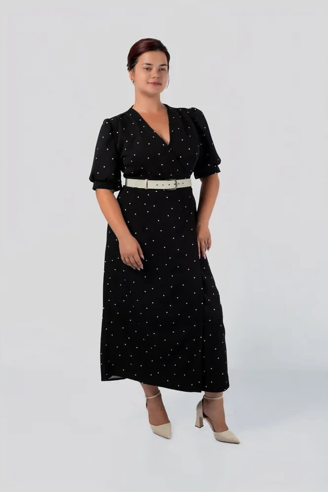 Polka Dot Wrap Dress with Slit — photo 9 (665x998)