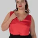 Жіночий шовковий топ plus size на широких бретелях з V-вирізом LIVIA (червоний) — фото 8 (75x75)