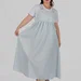Жіночий лляний сарафан міді plus size з широкими бретелями та рослинним принтом LOTTA (блакитний) — фото 7 (75x75)