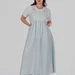 Жіночий лляний сарафан міді plus size з широкими бретелями та рослинним принтом LOTTA (блакитний) — фото 1 (75x75)