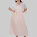 Жіночий лляний сарафан міді plus size з широкими бретелями та рослинним принтом LOTTA (персиковий) — фото 2 (75x75)