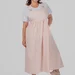Жіночий лляний сарафан міді plus size з широкими бретелями та рослинним принтом LOTTA (персиковий) — фото 6 (75x75)