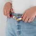faux leather belt with clasp buckle 20 mm Red (Gold) — photo 4 (75x75)