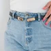 faux leather belt with clasp buckle 20 mm Black (Gold) — photo 4 (75x75)