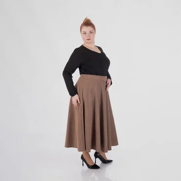 women's plus size warm knit midi skirt
