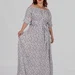 Жіноча літня сукня максі plus size зі штапелю з відкритими плечима, поясом і квітковим принтом MIREYA (білий) — фото 1 (75x75)