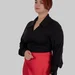 Блуза на запах з коміром із еластичного трикотажу MONICA (чорний) — фото 7 (75x75)