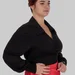 Блуза на запах з коміром із еластичного трикотажу MONICA (чорний) — фото 1 (75x75)