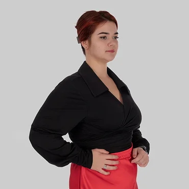 Блуза на запах з коміром із еластичного трикотажу MONICA (чорний)
