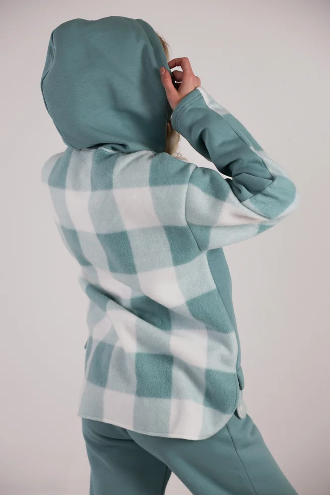 Спортивний костюм із тринитки з начосом PlaidVibe (Бірюза) — фото 4 (665x998)