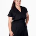 Легка літня сукня міді plus size з поясом, коміром, V-вирізом і кишенями, поплін 100% бавовна Raven Light (чорний) — фото 6 (75x75)