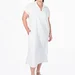 Легка літня сукня міді plus size з поясом, коміром, V-вирізом і кишенями, поплін 100% бавовна Raven Light (молочний) — фото 2 (75x75)