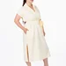 Легка літня сукня міді plus size з поясом, коміром, V-вирізом і кишенями, поплін 100% бавовна Raven Light (вершковий) — фото 4 (75x75)
