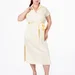 Легка літня сукня міді plus size з поясом, коміром, V-вирізом і кишенями, поплін 100% бавовна Raven Light (вершковий) — фото 6 (75x75)