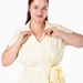 Легка літня сукня міді plus size з поясом, коміром, V-вирізом і кишенями, поплін 100% бавовна Raven Light (вершковий) — фото 8 (75x75)