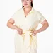 Легка літня сукня міді plus size з поясом, коміром, V-вирізом і кишенями, поплін 100% бавовна Raven Light (вершковий) — фото 10 (75x75)