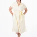 Легка літня сукня міді plus size з поясом, коміром, V-вирізом і кишенями, поплін 100% бавовна Raven Light (вершковий) — фото 1 (75x75)