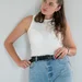 faux leather belt with perforation and shaped buckle, 35 mm — photo 4 (75x75)