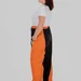 Жіночі штани з контрастними вставками та лампасами плюс сайз Sabina (помаранчевий) — фото 3 (75x75)