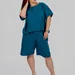 Жіночі подовжені літні шорти plus size з натуральної бавовни SAGA (бірюзовий) — фото 3 (75x75)