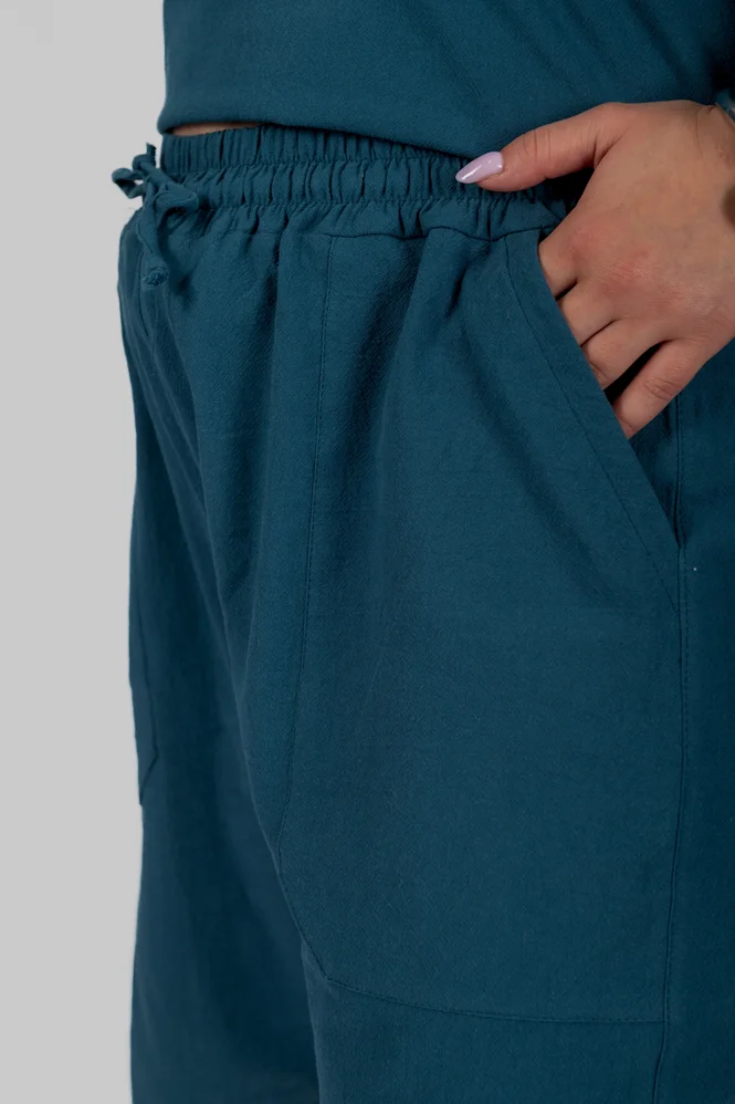 Жіночі подовжені літні шорти plus size з натуральної бавовни SAGA (бірюзовий) — фото 6 (665x998)