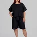 Жіночі подовжені літні шорти plus size з натуральної бавовни SAGA (чорний) — фото 2 (75x75)